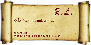 Rácz Lamberta névjegykártya